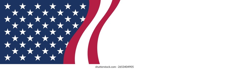 Estrelas e listras Ribbon Bandeira Americana Fundo. Fundo da bandeira da celebração dos EUA com a decoração da bandeira da América para 4 de julho do Dia da Independência, Dia dos Presidentes, Dia do Trabalho. Ilustração de vetor.