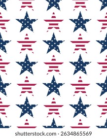 Stars and stripes seamless background, independence day or memorial day background