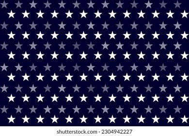 Stars and Stripes Seamless Pattern, USA Flag Vector Illustration. White Stars on Blue Background for 4th of July, American President Day, memorial day