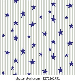 Stars and stripes seamless vector pattern. Baby bed linen repeat background for print.