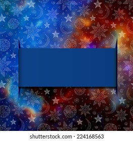 Stars, sun and moon on space background. Place for your text. Vector illustration.  Elements of this image furnished by NASA. 