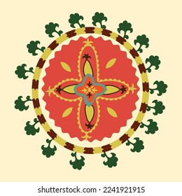 Stars from suzani carpet - a traditional textile product in Uzbekistan. Suzane  - beautiful home interior element in a traditional home. 