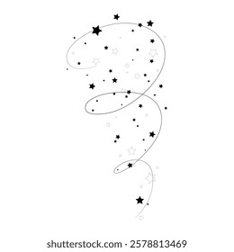 Stars swirl, black starry stream, vector illustration.