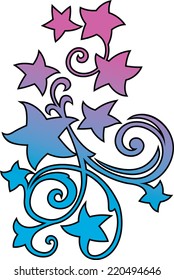 Stars and swirls ornament. Vector illustration.