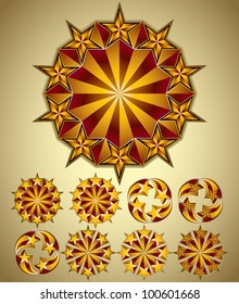 Stars symbols set, retro style vector design elements collection.