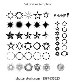Stars tattoo design element. Icon set logo circle design
