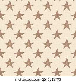 Stars with texture seamless pattern. Nursery decor endless background. Baby neutral gender themed background. Gift wrap calm vector hand drawn flat surface design