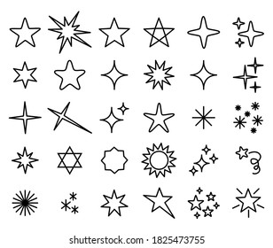 Stars thin line icon vector collection