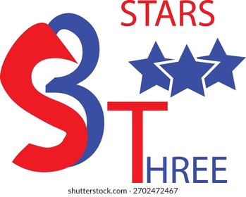 estrellas tres diseño de la insignia, Anuncio, diseño de la compañía, 