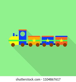 Stars toy train icon. Flat illustration of stars toy train vector icon for web design