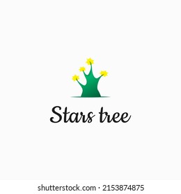 Stars tree logo, tree logo template, star logo, nature and eco