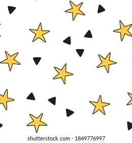 Estrellas y triángulos garabatos sin fisuras. Textura de fondo.