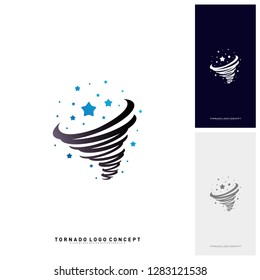 Stars Twist Logo Design Concept Vector. Storm Stars Logo Vector Icon. Tornado Stars Logo Template