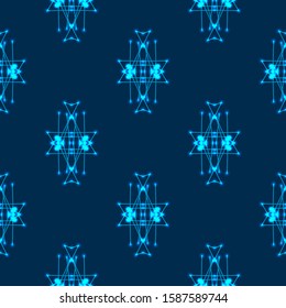 Stars universe glowing, lines, points, triangles on a dark blue infinite background. High-tech texture pattern modern design. Vector illustration of EPS 10.