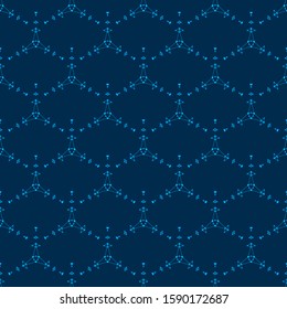 Stars universe glowing, lines, points, triangles on a dark blue infinite background. High-tech texture pattern modern design. Vector illustration of EPS 10.