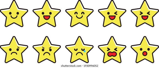 Stars various facial expressions icon material set