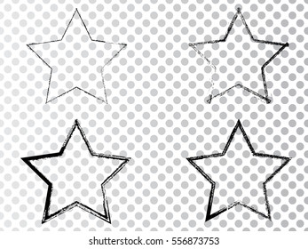 Stars . Vector Frames for image. distress texture . Grunge Black and White borders isolated on the transparent background . Dirt effect . 