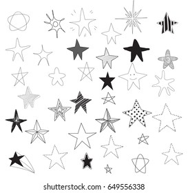 stars vector hand drawn icon cute doodle line art illustration