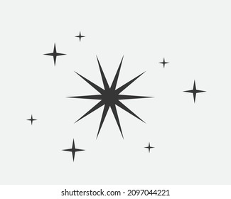 Stars vector icon. Abstract star symbol black and white. Galaxy collection sign
