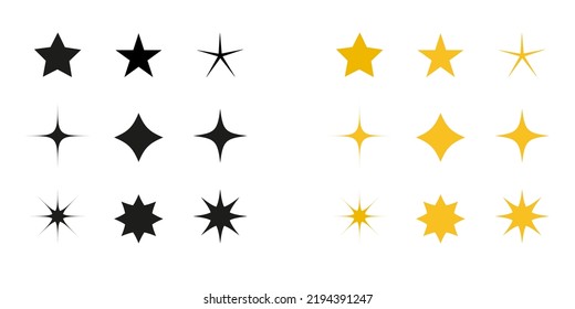 Stars vector icons.  Different star shapes.  Stars in modern simple flat style. EPS10