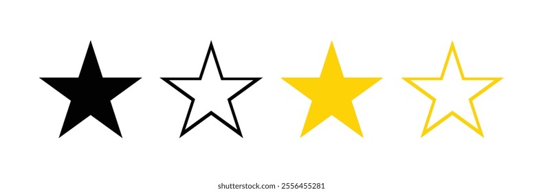 Stars Vector Icons and Golden Star Collection Perfect for Isolated Creative Designs on White Background. Stars vector illustration art design
