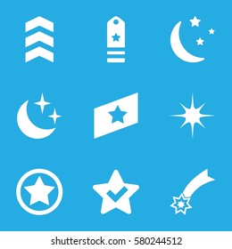 stars vector icons. Set of 9 stars filled icons such as star, moon and stars, rank