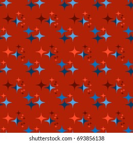 Stars Vector Pattern Repeat in Red and Blue 
