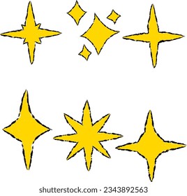 Stars vector in scribble style, design element, Illustration of an artificial star hand-painted by children with color crayons, 