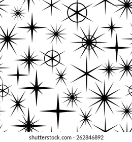 Stars - Vector Seamless Pattern - Background with Sparkle Elements .
