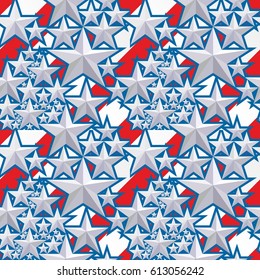 Stars, vector seamless pattern, color of the flag of the United States of America