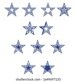 Stars vector set, isolated on white background.