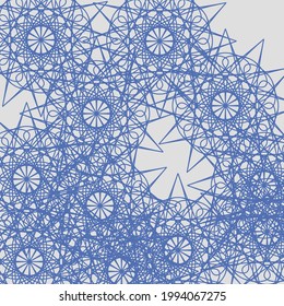 Stars Vintage Lace Print Ornamental Winter Folk Light Wallpaper. Calm Frost White Complicated Pastel Luxury Chaotic Ice Ornament. Silver Mandala Grey Cold Mystery Blue Dark Indigo Design Pic.