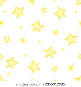 Stars watercolor seamless pattern illustration for kids