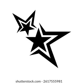Stars y2k design set. black star flat design vector. star shape simple design