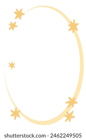 estrellas y borde de marco de círculo amarillo sobre fondo blanco. tarjeta de ilustración para la decoración .	