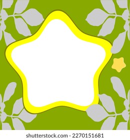 stars yellow and leaves garden oval nature texture black background vector illustration frame illustration