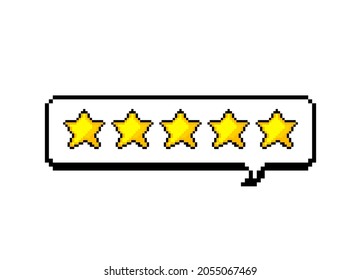 Stars yellow of pixel design. Rating for sites, travel packages, hotels, online stores, reviews. Vector illustration.