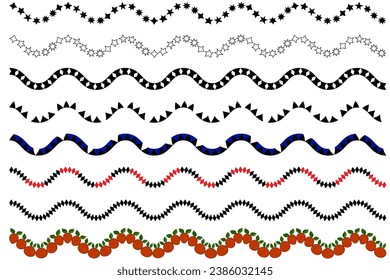 stars zig zag line pattern. wavy line star. color and black stars line. vector illustration. on white background