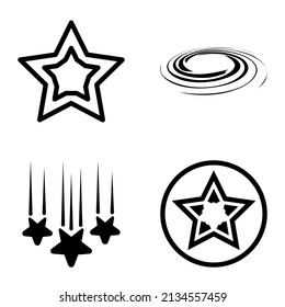 Stars1-2starfall Flat Icon Set Isolated On White Background