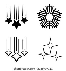 Stars1-2starfall Flat Icon Set Isolated On White Background
