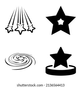 Stars1-2starfall Flat Icon Set Isolated On White Background