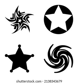 Stars1-2starfall Flat Icon Set Isolated On White Background