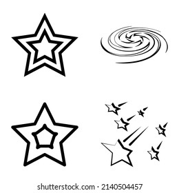 Stars1-2starfall Flat Icon Set Isolated On White Background