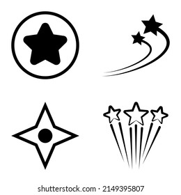 Stars1-2starfall Flat Icon Set Isolated On White Background