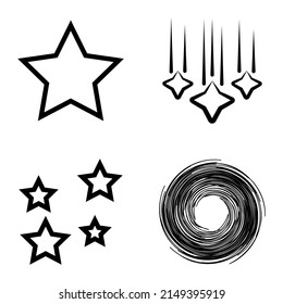 Stars1-2starfall Flat Icon Set Isolated On White Background