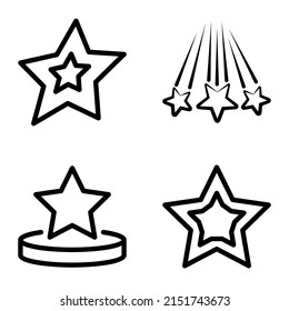 Stars1-2starfall Flat Icon Set Isolated On White Background