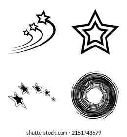 Sterne1-2Sternfall-Flache Symbol einzeln auf weißem Hintergrund