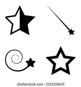 Sterne1-2Sternfall-Flache Symbol einzeln auf weißem Hintergrund