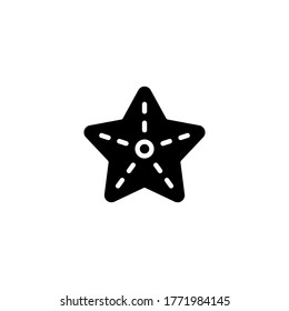 Starsea Icon in black flat glyph, filled style isolated on white background