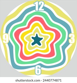 Star-Shaped Abstract Topographic Pattern Wall Clock Design in Pastel Color